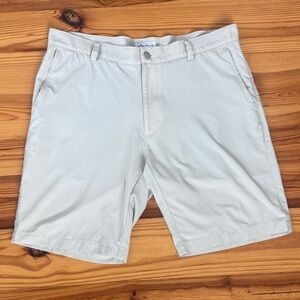 Peter Millar Shackleford Performance Hybrid Men's Flat Front Shorts Sand Sz 35